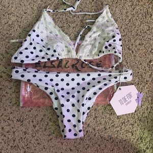 Polka dot lace bikini